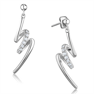 3W632 - Brass Earrings Rhodium Women AAA Grade CZ Clear