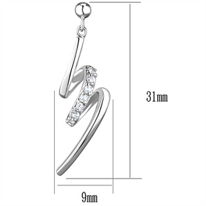 3W632 - Brass Earrings Rhodium Women AAA Grade CZ Clear
