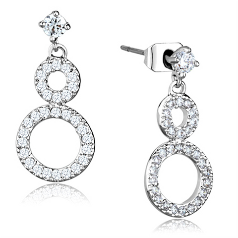 3W639 - Brass Earrings Rhodium Women AAA Grade CZ Clear