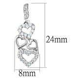 3W640 - Rhodium Brass Earrings with AAA Grade CZ  in Clear