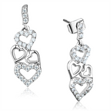 3W640 - Rhodium Brass Earrings with AAA Grade CZ  in Clear