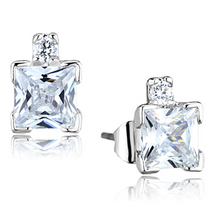 3W652 - Brass Earrings Rhodium Women AAA Grade CZ Clear