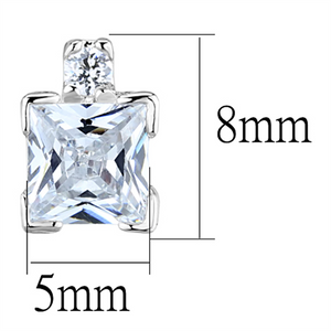 3W652 - Brass Earrings Rhodium Women AAA Grade CZ Clear