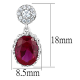 3W653 - Brass Earrings Rhodium Women AAA Grade CZ Ruby