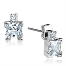 3W654 - Brass Earrings Rhodium Women AAA Grade CZ Clear