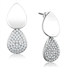 3W659 - Brass Earrings Rhodium Women AAA Grade CZ Clear