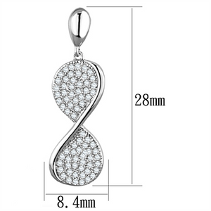 3W663 - Brass Earrings Rhodium Women AAA Grade CZ Clear