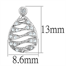 3W664 - Brass Earrings Rhodium Women AAA Grade CZ Clear