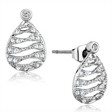 3W664 - Brass Earrings Rhodium Women AAA Grade CZ Clear
