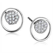 3W669 - Brass Earrings Rhodium Women AAA Grade CZ Clear
