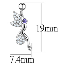 3W670 - Brass Earrings Rhodium Women AAA Grade CZ Amethyst