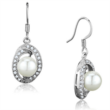 3W673 - Brass Earrings Rhodium Women Synthetic White