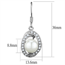 3W673 - Brass Earrings Rhodium Women Synthetic White