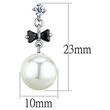 3W676 - Brass Earrings Rhodium Women Synthetic White