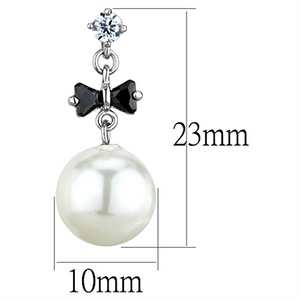 3W676 - Brass Earrings Rhodium Women Synthetic White