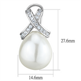 3W677 - Brass Earrings Rhodium Women Synthetic White