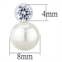 3W681 - Brass Earrings Rhodium Women Synthetic White