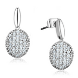 3W690 - Brass Earrings Rhodium Women AAA Grade CZ Clear