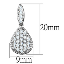 3W696 - Brass Earrings Rhodium Women AAA Grade CZ Clear