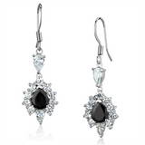 3W705 - Brass Earrings Rhodium Women AAA Grade CZ Black Diamond