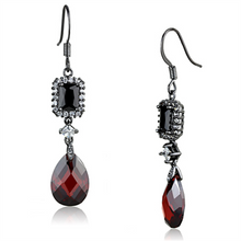 3W706 - Brass Earrings Ruthenium Women AAA Grade CZ Garnet