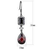 3W706 - Brass Earrings Ruthenium Women AAA Grade CZ Garnet