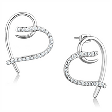 3W708 - Brass Earrings Rhodium Women AAA Grade CZ Clear