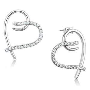 3W708 - Brass Earrings Rhodium Women AAA Grade CZ Clear