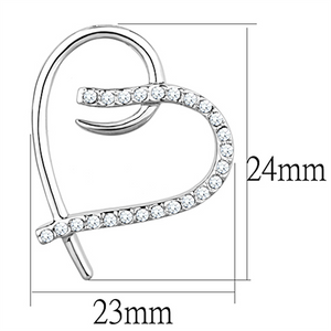 3W708 - Brass Earrings Rhodium Women AAA Grade CZ Clear