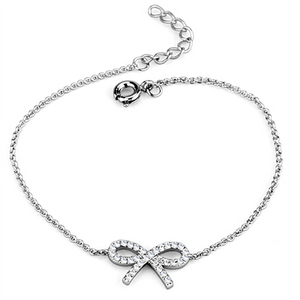 3W712 - Brass Bracelet Rhodium Women AAA Grade CZ Clear