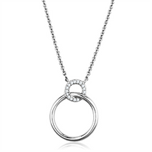 3W717 - Brass Necklace Rhodium Women AAA Grade CZ Clear
