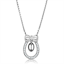 3W718 - Brass Necklace Rhodium Women AAA Grade CZ Clear