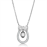 3W718 - Brass Necklace Rhodium Women AAA Grade CZ Clear