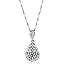 3W720 - Brass Necklace Rhodium Women AAA Grade CZ Clear