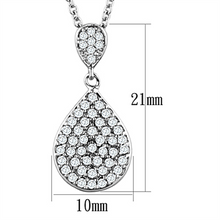 3W720 - Brass Necklace Rhodium Women AAA Grade CZ Clear