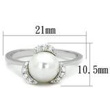 3W721 - Brass Ring Rhodium Women Synthetic White