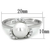 3W722 - Brass Ring Rhodium Women Synthetic White