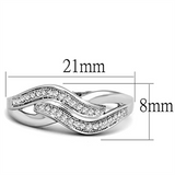 3W724 - Brass Ring Rhodium Women AAA Grade CZ Clear