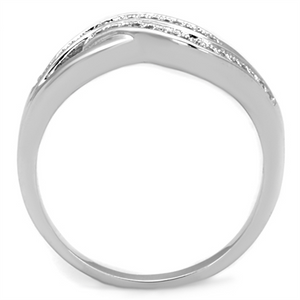 3W724 - Brass Ring Rhodium Women AAA Grade CZ Clear