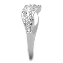 3W724 - Brass Ring Rhodium Women AAA Grade CZ Clear