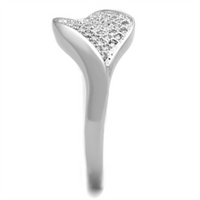 3W726 - Brass Ring Rhodium Women AAA Grade CZ Clear