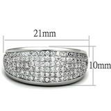 3W730 - Rhodium Brass Ring with AAA Grade CZ  in Clear