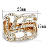 3W733 - Brass Ring Rose Gold Women Top Grade Crystal Clear