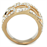 3W733 - Brass Ring Rose Gold Women Top Grade Crystal Clear