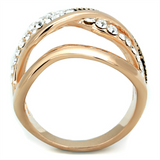 3W737 - Brass Ring Rose Gold Women Top Grade Crystal Clear