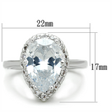 3W750 - Brass Ring Rhodium Women AAA Grade CZ Clear