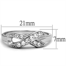 3W757 - Brass Ring Rhodium Women AAA Grade CZ Clear