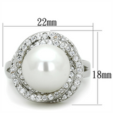 3W759 - Brass Ring Rhodium Women Synthetic White