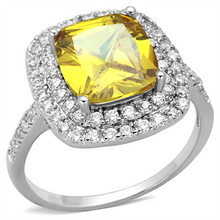 3W760 - Brass Ring Rhodium Women AAA Grade CZ Topaz