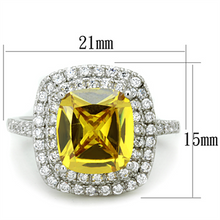 3W760 - Brass Ring Rhodium Women AAA Grade CZ Topaz